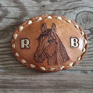 Leather Horse Belt Buckle
